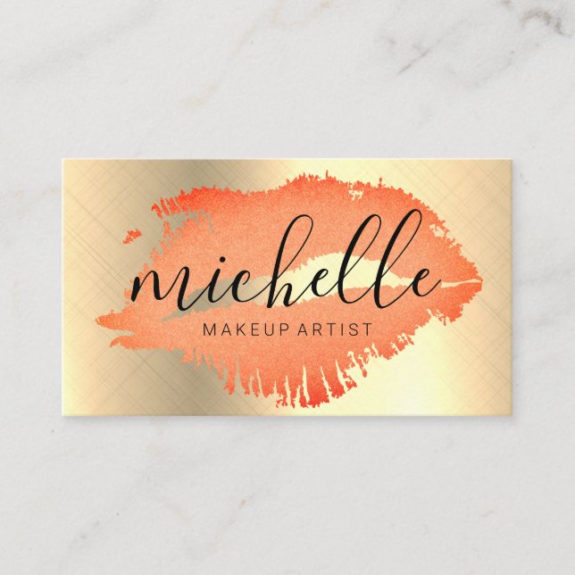 Contemporary Makeup Artist | Kiss Stain Metallic Business Card (Front)