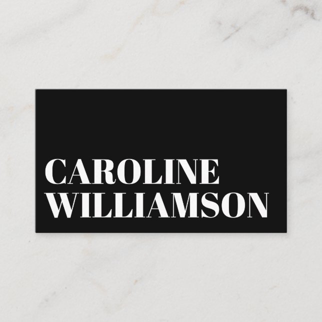 Contemporary Minimal Bold Typography Black White Business Card (Front)