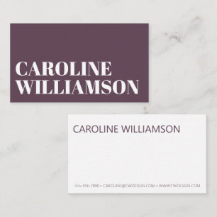 Contemporary Minimal Bold Typography Dark Mauve Business Card