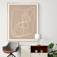 Contemporary Minimalist Abstract Taupe Brown Line