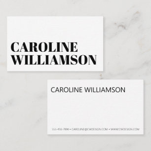 Contemporary Minimalist Bold Name Black White Busi Business Card