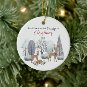 Contemporary Minimalist Christmas Personalized Ceramic Ornament