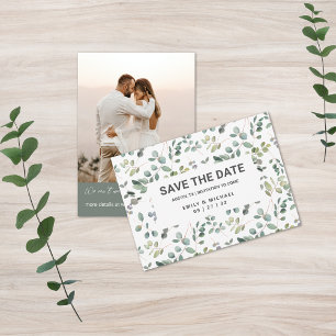 Contemporary Minimalist Eucalyptus Save The Date
