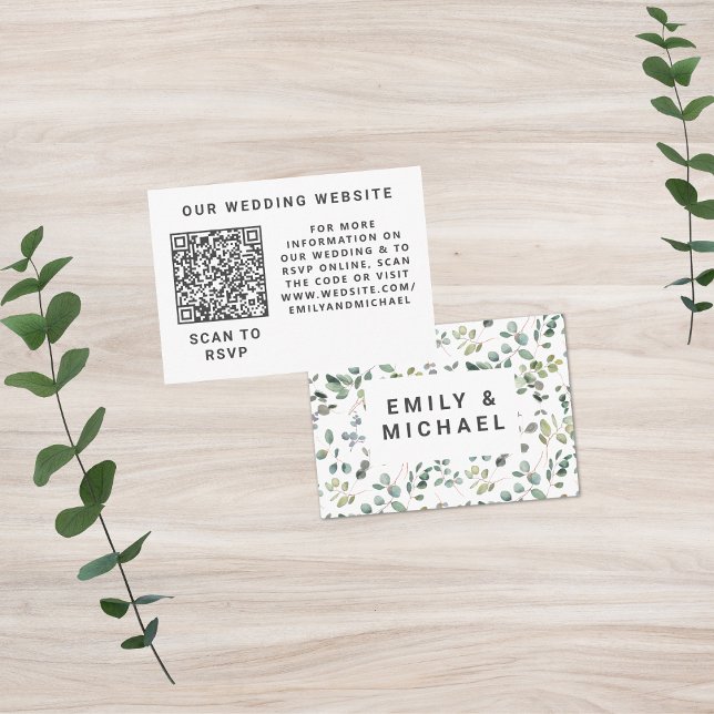 Contemporary Minimalist Eucalyptus Web QR Enclosure Card (Creator Uploaded)