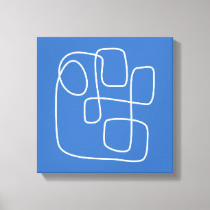 Contemporary Minimalist Line Art Drawing in Blue Canvas Print