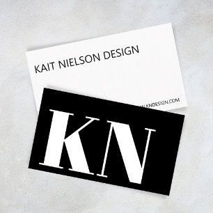 Contemporary Minimalist Monogram Black Bold Business Card