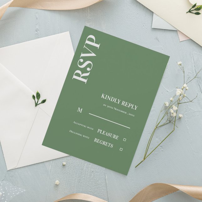 Contemporary Minimalist Sage Green Wedding RSVP (Creator Uploaded)