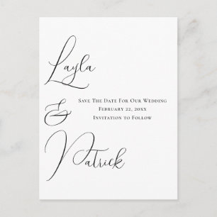 Contemporary Minimalist Wedding Save The Date Postcard