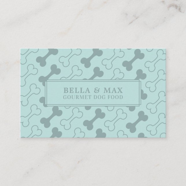 Contemporary Mint And Teal Dog Bone Pattern Business Card (Front)