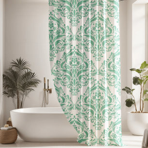 Contemporary Mint Green Damask Pattern Shower Curtain