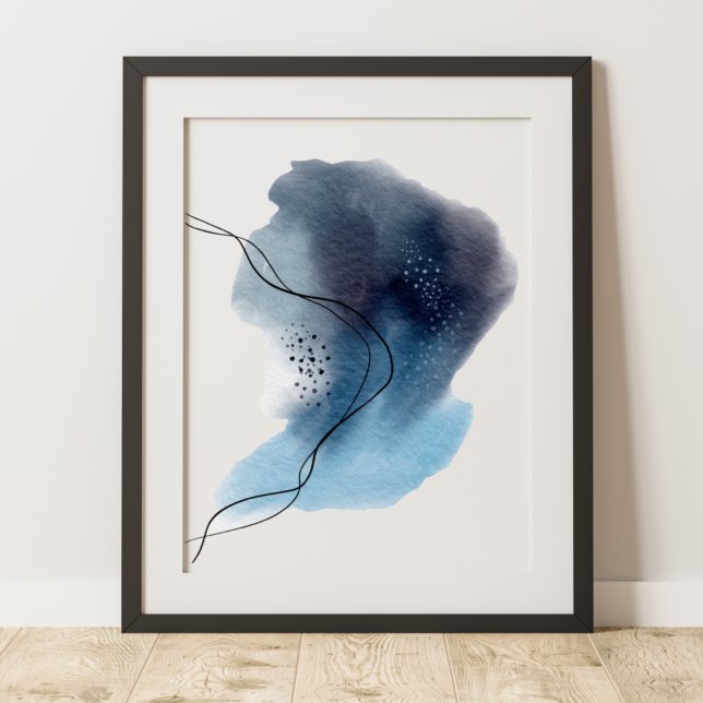 Contemporary Modern Abstract Art Blue Black  Poster (Creator Uploaded)
