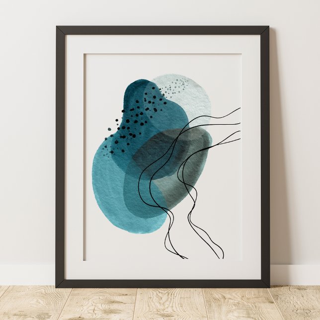 Contemporary Modern Abstract Art Green Black Poster (Creator Uploaded)