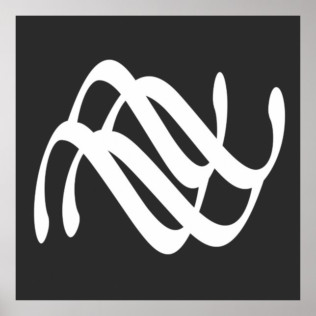 Contemporary Modern Abstract Black Line Art Poster (Front)