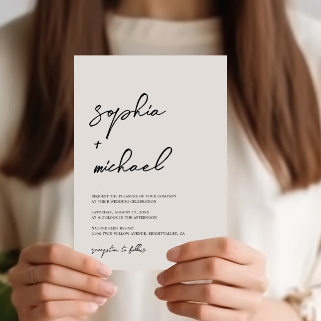 Contemporary Modern Black And White Wedding Invitation (Creator Uploaded)