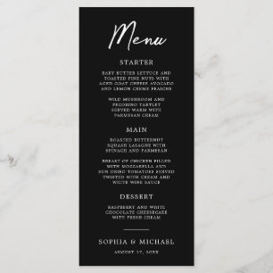 Contemporary Modern Black And White Wedding Menu