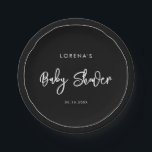 Contemporary modern black Baby Shower Paper Plate<br><div class="desc">A bold and trendy typography for your party stationery,  simple yet elegant with a black and white theme. Fully customisable: you can change the colours of the font and background if needed.</div>