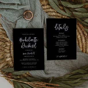 Contemporary modern black Bachelorette weekend Invitation