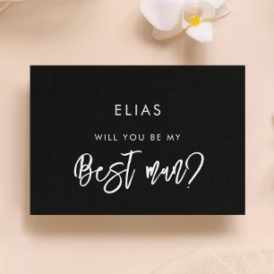 Contemporary modern black Best man proposal card