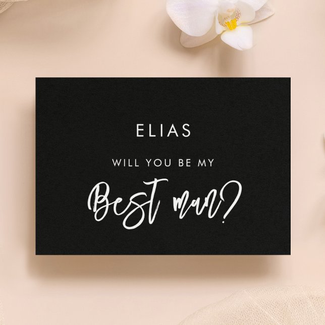 Contemporary modern black Best man proposal card (Creator Uploaded)