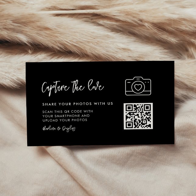 Contemporary modern black Capture the love Enclosure Card (Creator Uploaded)