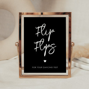 Contemporary modern black Flip Flops wedding sign