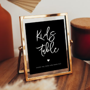Contemporary modern black Kids table wedding sign