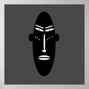 Contemporary Modern black mask abstract face Poster