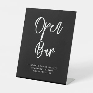 Contemporary modern black Open Bar Pedestal Sign
