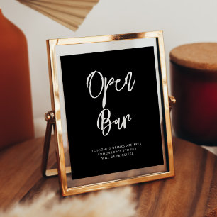Contemporary modern black Open Bar sign