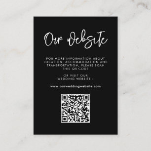 Contemporary modern black QR coe wedding website Enclosure Card