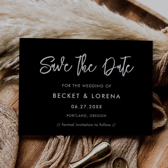 Contemporary modern black save the date (Creator Uploaded)