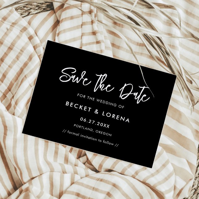 Contemporary modern black Save the date Announcement Postcard (Creator Uploaded)