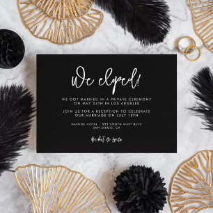 Contemporary modern black We eloped card