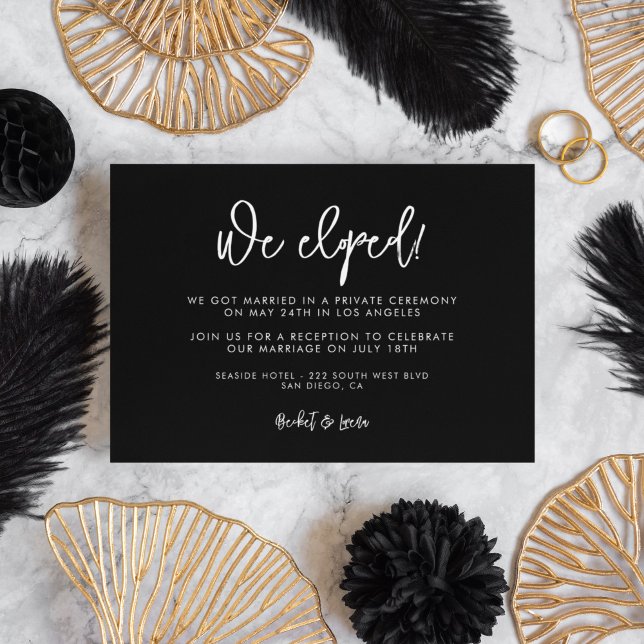 Contemporary modern black We eloped card (Creator Uploaded)