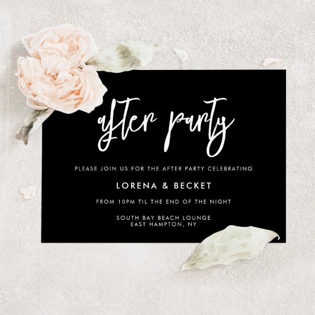 Contemporary modern black wedding After party Invitation (Creator Uploaded)