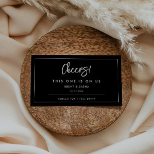 Contemporary modern black wedding drink ticket