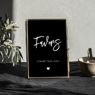 Contemporary modern black wedding Favours sign
