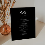 Contemporary modern black wedding menu pedestal sign<br><div class="desc">A bold and trendy typography for your wedding stationery,  simple yet elegant with a black and white theme. Fully customisable: you can change the colours of the font and background if needed.</div>