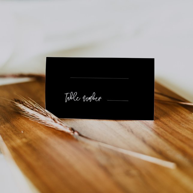 Contemporary modern black wedding place card (Creator Uploaded)