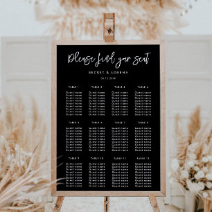 Contemporary modern black wedding seating chart
