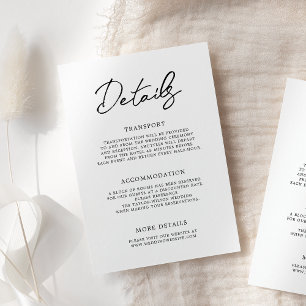 Contemporary Modern Black White Wedding Details Enclosure Card