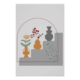 Contemporary Modern Boho Grey Poster