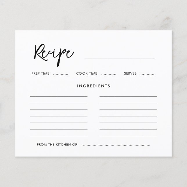 Contemporary modern Bridal shower recipe card (Front)