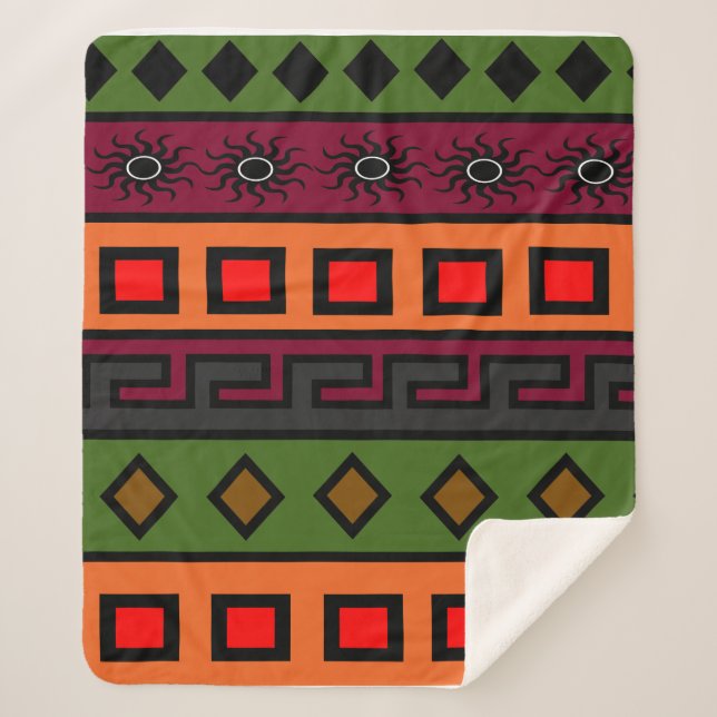 Contemporary Modern Colourful African art Sherpa Blanket (Front)