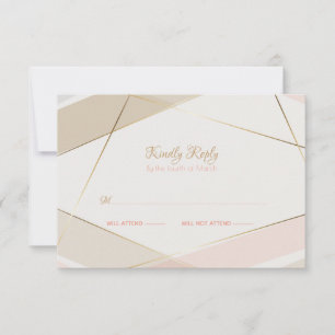 Contemporary Modern Geometric Stripes Blush Sand RSVP Card