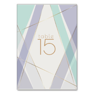 Contemporary Modern Geometric Stripes Mint Violet Table Number