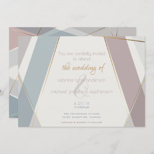 Contemporary Modern Geometric Stripes Taupe Slate Invitation