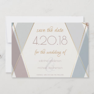 Contemporary Modern Geometric Stripes Taupe Slate Save The Date