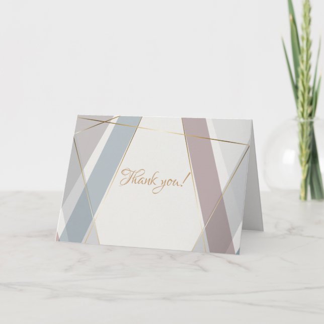 Contemporary Modern Geometric Stripes Taupe Slate Thank You Card (Front)