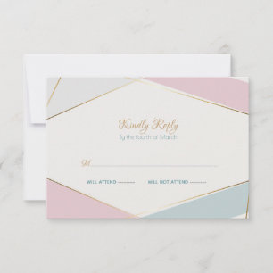 Contemporary Modern Geometric Stripes Teal Rose RSVP Card